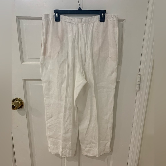 J Jill Love Linen White Wide Leg Pants Size Large Coastal Grandma Mature - Picture 4 of 10